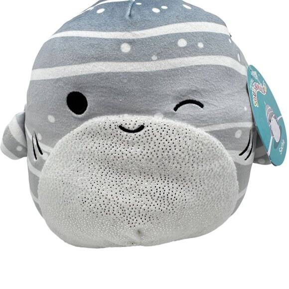 Squishmallows Sachie Whale Shark Plush Stuffed Gray White Striped Dots Wink - Picture 1 of 10